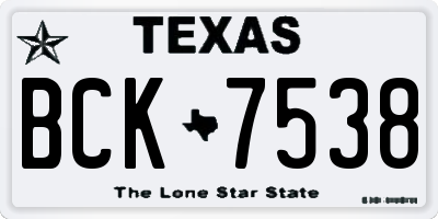 TX license plate BCK7538