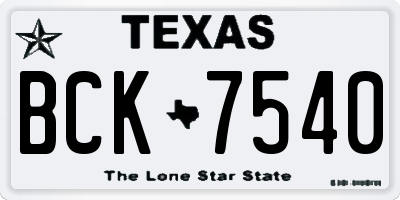 TX license plate BCK7540
