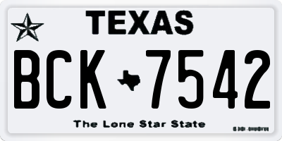 TX license plate BCK7542