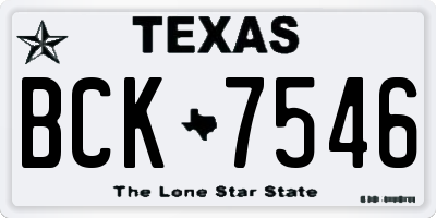 TX license plate BCK7546