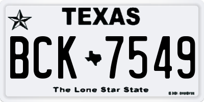 TX license plate BCK7549