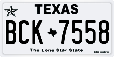 TX license plate BCK7558