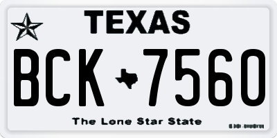TX license plate BCK7560