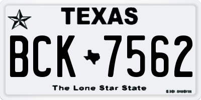 TX license plate BCK7562
