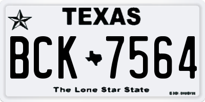 TX license plate BCK7564