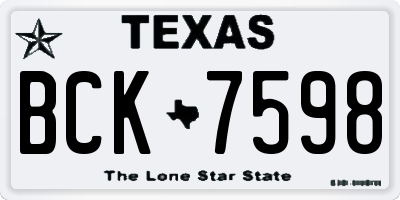 TX license plate BCK7598