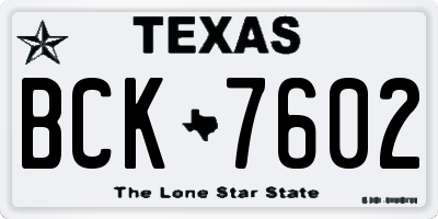TX license plate BCK7602