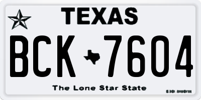 TX license plate BCK7604