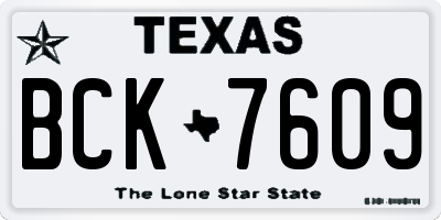 TX license plate BCK7609