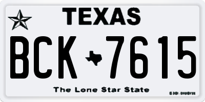 TX license plate BCK7615