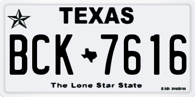 TX license plate BCK7616