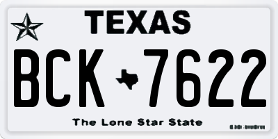 TX license plate BCK7622