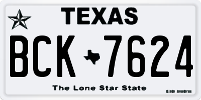 TX license plate BCK7624