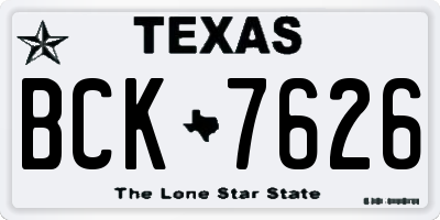 TX license plate BCK7626