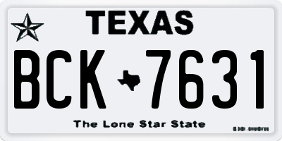TX license plate BCK7631