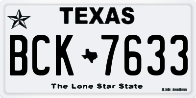 TX license plate BCK7633