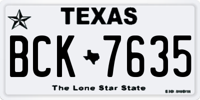 TX license plate BCK7635