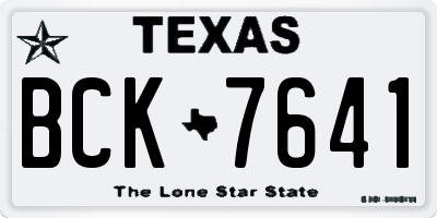 TX license plate BCK7641