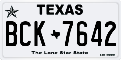 TX license plate BCK7642