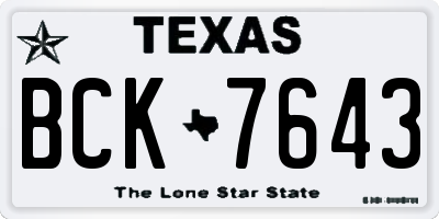 TX license plate BCK7643