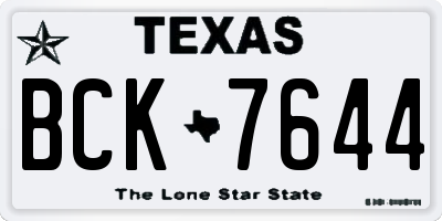 TX license plate BCK7644