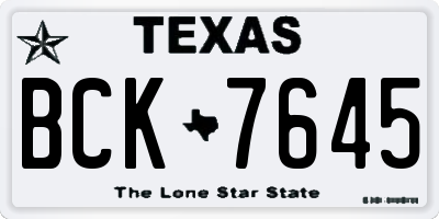 TX license plate BCK7645