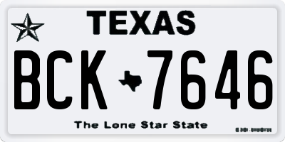 TX license plate BCK7646
