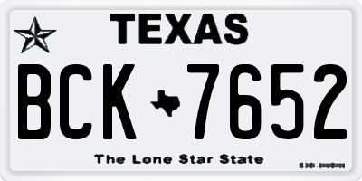 TX license plate BCK7652