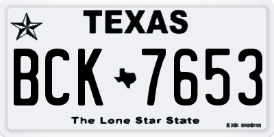 TX license plate BCK7653