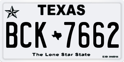 TX license plate BCK7662