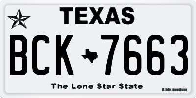 TX license plate BCK7663