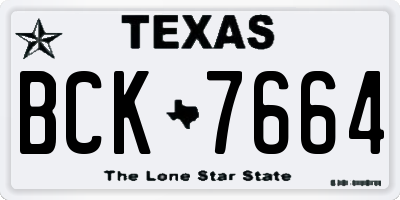 TX license plate BCK7664