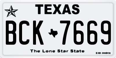 TX license plate BCK7669