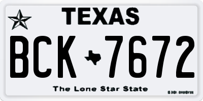 TX license plate BCK7672