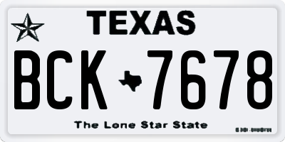 TX license plate BCK7678