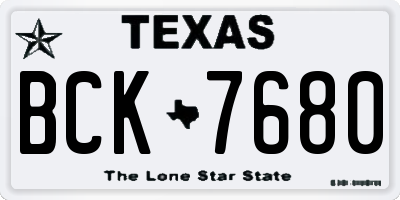 TX license plate BCK7680