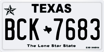 TX license plate BCK7683