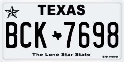 TX license plate BCK7698