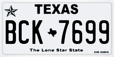 TX license plate BCK7699