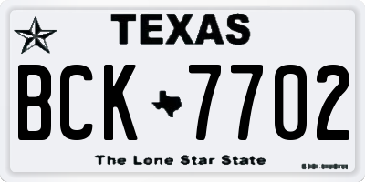 TX license plate BCK7702