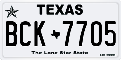 TX license plate BCK7705