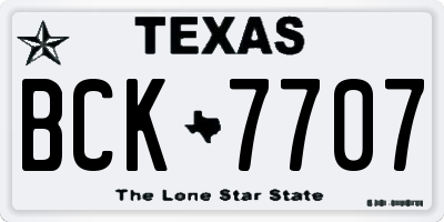 TX license plate BCK7707