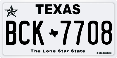 TX license plate BCK7708