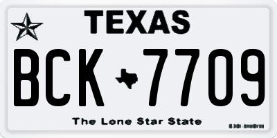 TX license plate BCK7709