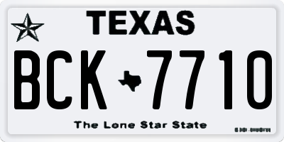 TX license plate BCK7710