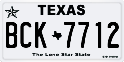 TX license plate BCK7712