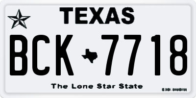 TX license plate BCK7718