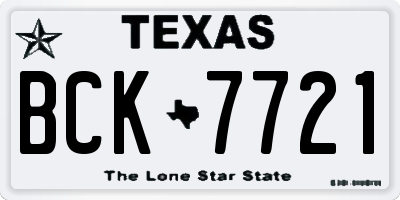 TX license plate BCK7721