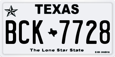 TX license plate BCK7728