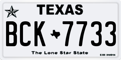 TX license plate BCK7733